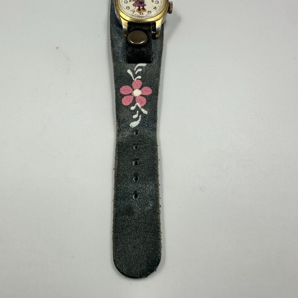 Vintage Bradley Minnie Mouse Watch Women Denim Band Manual Wind 8 Inch - Picture 4 of 15